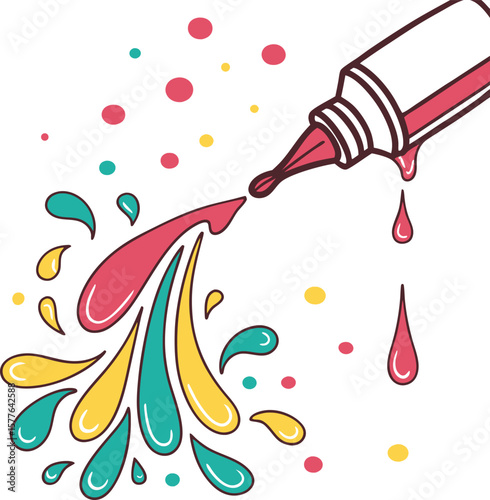 Colorful liquid splash from a dropper paint drops