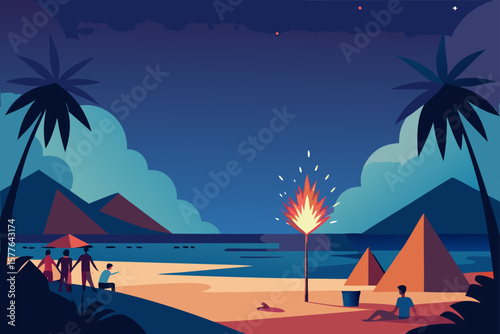 tropical beach with palm trees