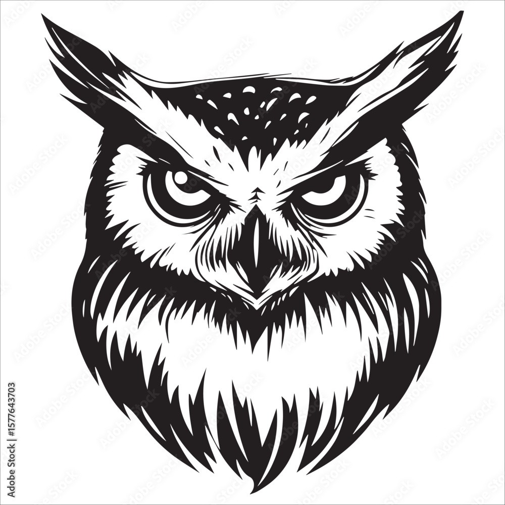 Obraz premium Owl Head Vector Illustration