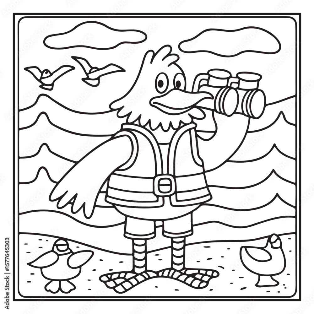 Fototapeta premium Summer: Bold and Easy Coloring Pages – Sunshine, Beach Days, Ice Cream, and More!