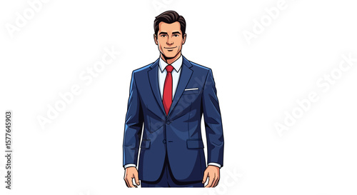 Professional Gentleman in Suit Illustration A clean illustration of a man in a suit suitable for business and lifestyle concepts