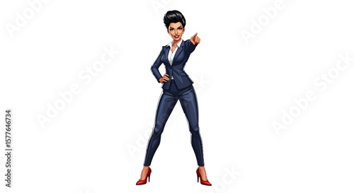 Confident Businesswoman Pointing Achieving Success with Determination and Focus