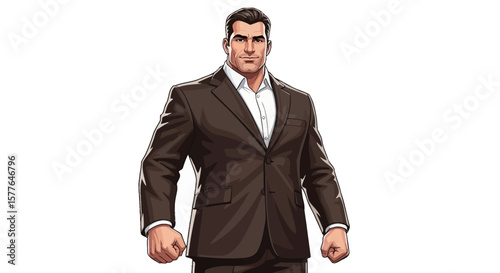 Confident Businessman Illustration A Formal Portrait of a Person in a Suit