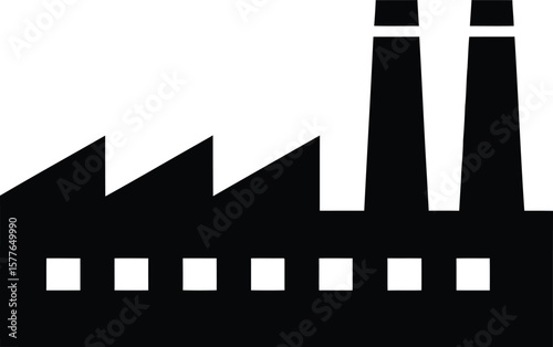 Simple black and white factory icon