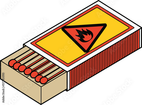 A cartoonish illustration of a matchbox, showing the matches inside.