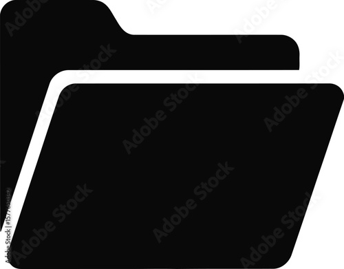 A clean, solid black folder icon, perfect for representing digital organization, file management, or computer applications.