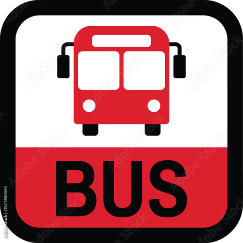 Simple Red Bus Stop Sign Vector Graphic