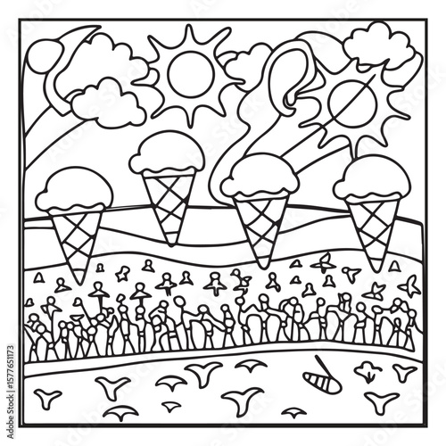 Summer: Bold and Easy Coloring Pages – Sunshine, Beach Days, Ice Cream, and More!