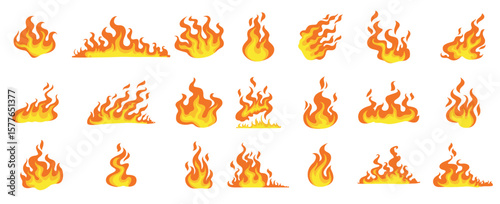 Set red orange fire flame