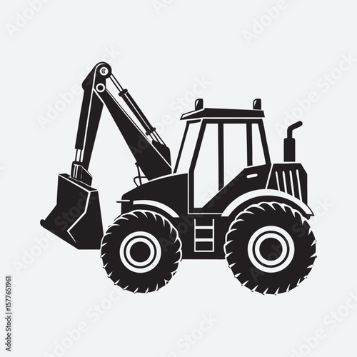 Backhoe loader silhouette vector art 