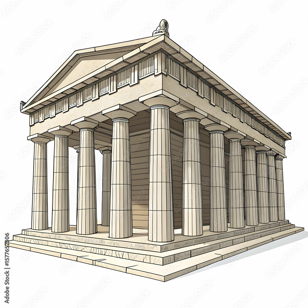 Fototapeta premium ancient greek temple with columns isolated on white