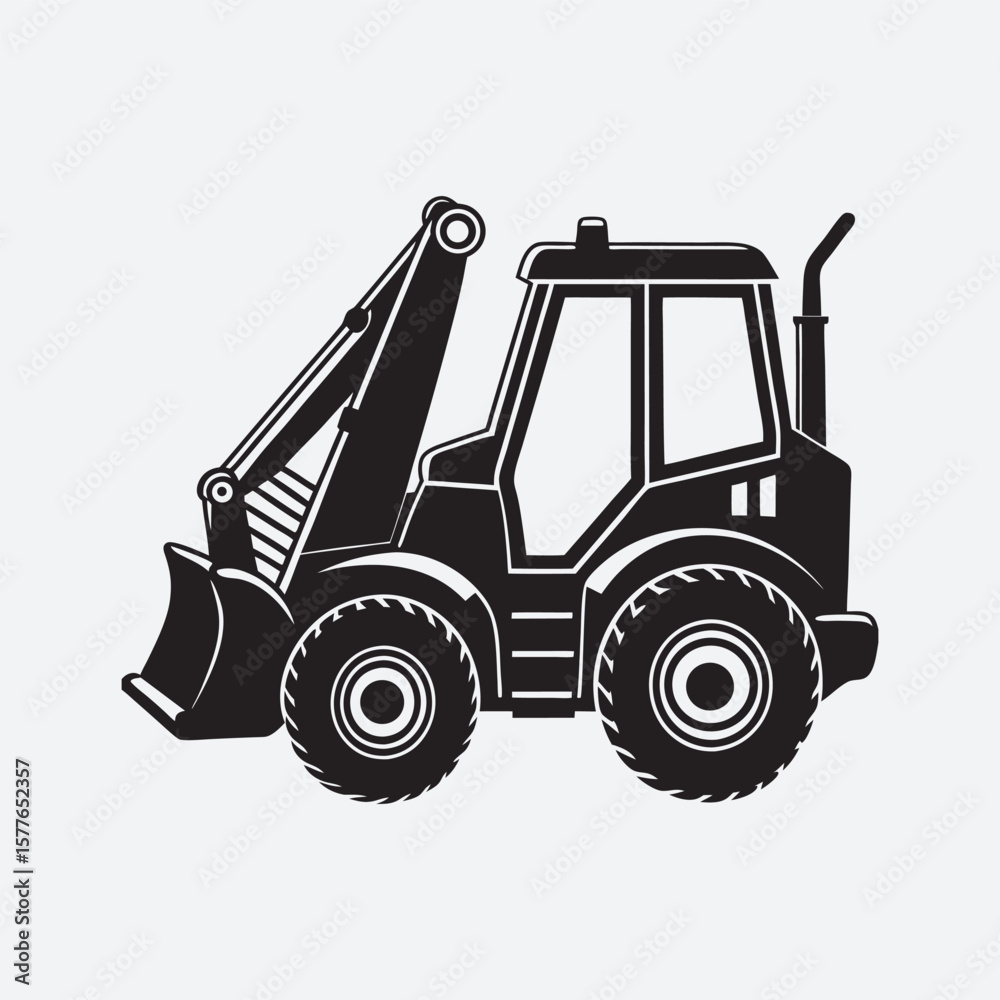 Naklejka premium Backhoe loader silhouette vector art 