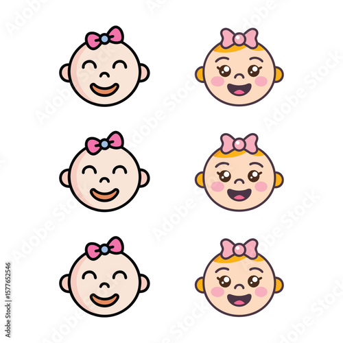  Baby Girl Faces with Bows Smiling 