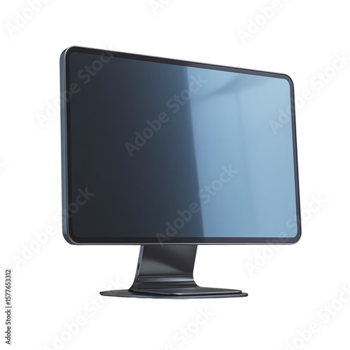 3d icon of a modern gray computer monitor with a blank screen isolated on transparent background isolated on transparent background