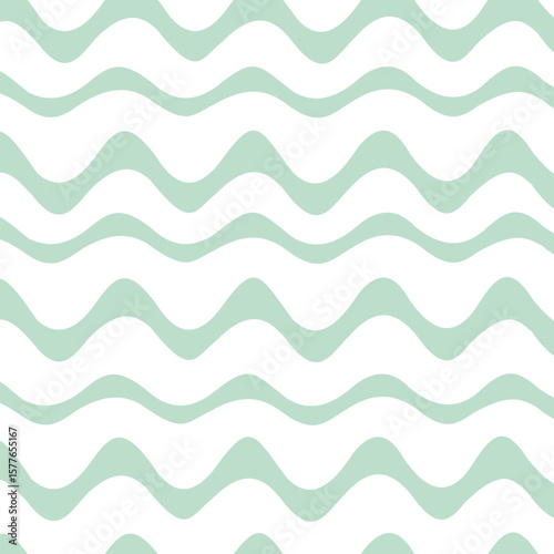 A soothing pattern featuring soft, wavy lines in a mint green color against a white background. This calming design is ideal for textiles, wallpapers, and any creative project.