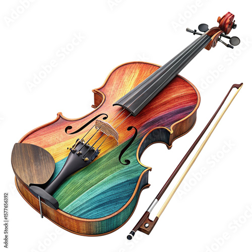 A 3D color Violin on white background