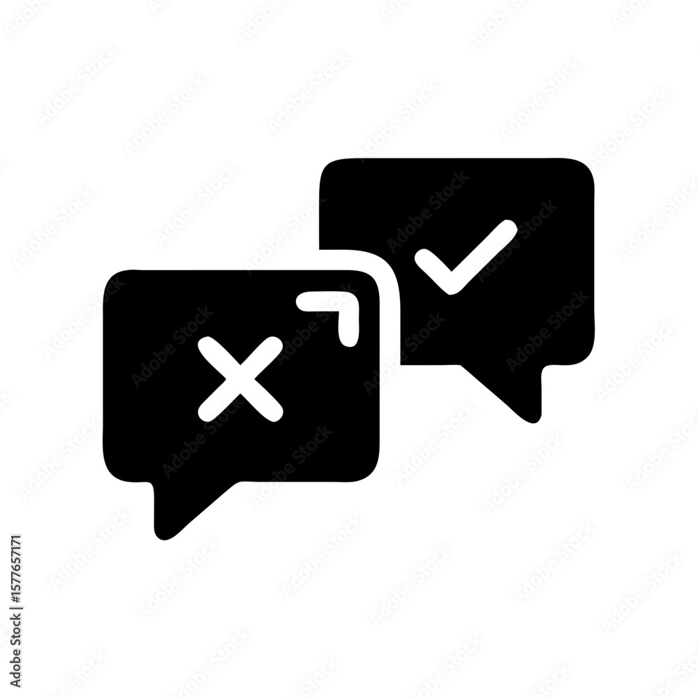 Obraz premium Speech Bubbles with Check and Cross Symbols for Approval and Rejection Communication