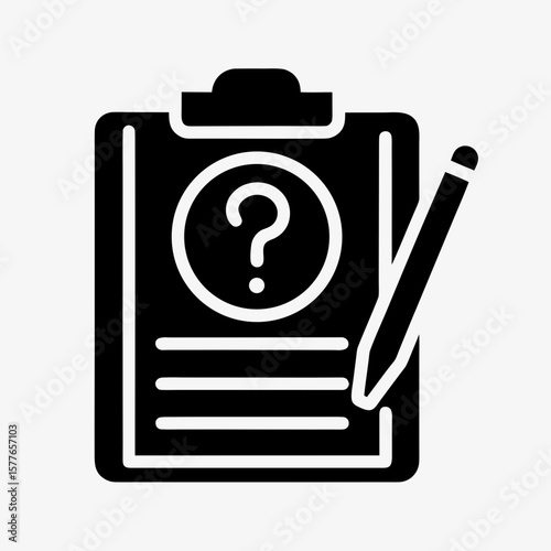 Clipboard with Question Mark and Pencil Icon Representing Survey, Quiz, or Feedback Form