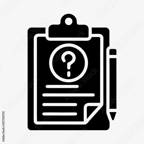 Clipboard with Question Mark and Pencil Icon Representing Survey, Quiz, or Feedback Form