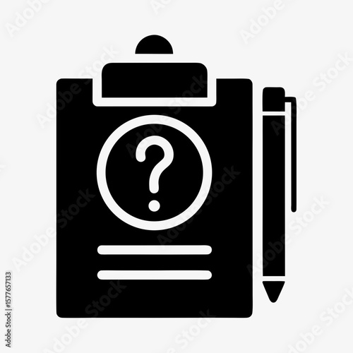 Clipboard with Question Mark and Pencil Icon Representing Survey, Quiz, or Feedback Form