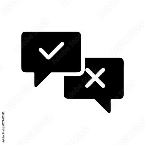 Speech Bubbles with Check and Cross Symbols for Approval and Rejection Communication