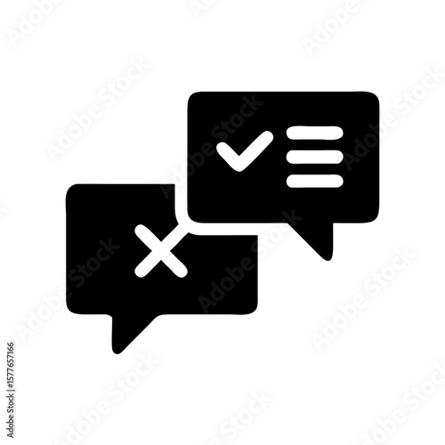 Speech Bubbles with Check and Cross Symbols for Approval and Rejection Communication