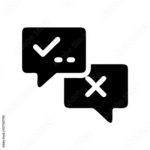 Speech Bubbles with Check and Cross Symbols for Approval and Rejection Communication