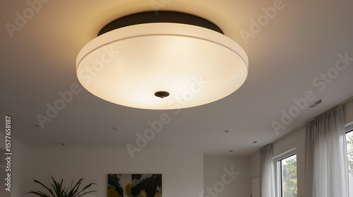 Modern Flush Mount Ceiling Light Fixture with Frosted Glass Shade and Integrated LED Bulb for Bright and Even Illumination