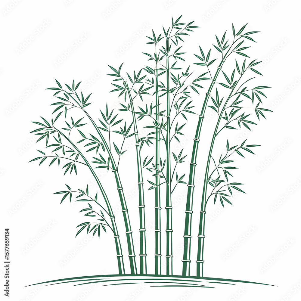 Obraz premium single continuous line drawing of bamboo trees