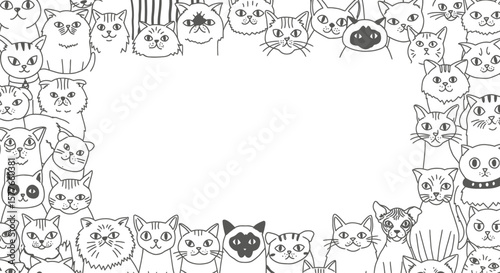 Cats Frame Border Cartoon Vector Cute Graphic Illustration