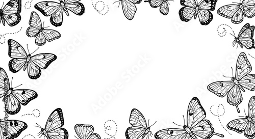 Butterfly Border Frame with Empty White Space Illustration