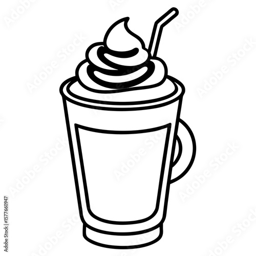 Dalgona Coffee line art vector