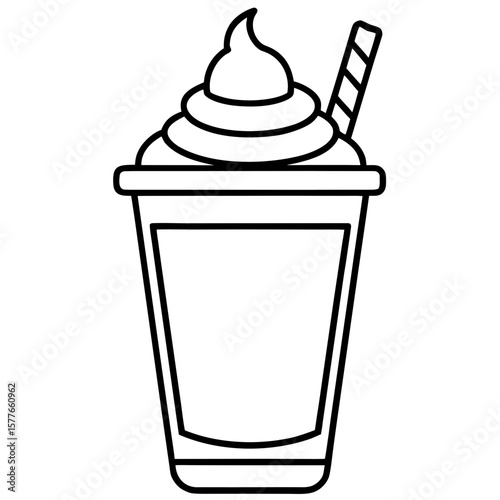 Dalgona Coffee line art vector