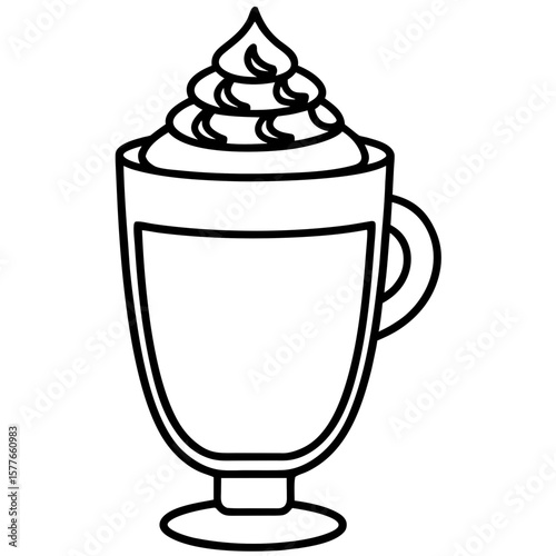 Dalgona Coffee line art vector