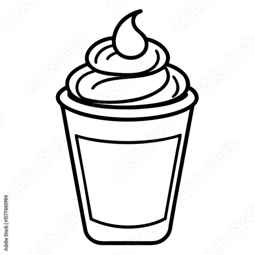 Dalgona Coffee line art vector