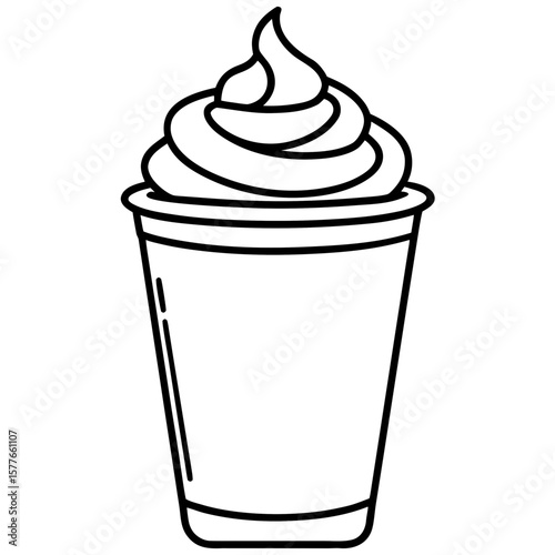 Dalgona Coffee line art vector