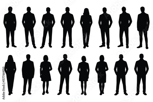Diverse group of people in silhouette women business attire