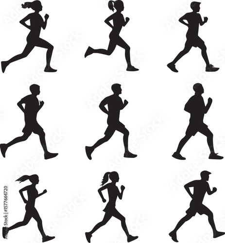 Wallpaper Mural man and woman runner silhouette  Torontodigital.ca
