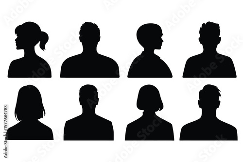 Diverse Human Head Silhouettes people heads