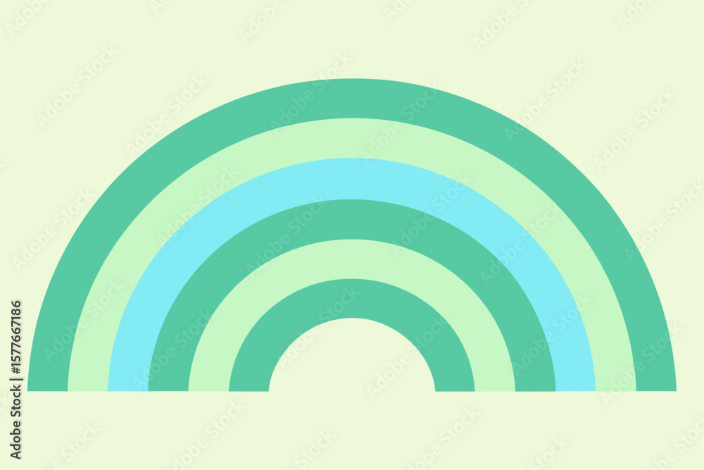 Naklejka premium Pastel Green and Sky Blue Abstract Arcs Graphic rainbow