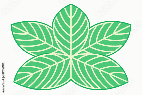 Geometric Lime Green and Soft Green Leaf Veins Design