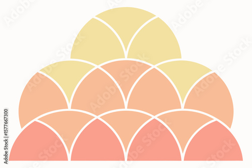 Stacked Peach Pale Yellow Semicircles Abstract Design
