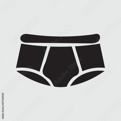 Black icon of men s briefs or boxer briefs on a grey background