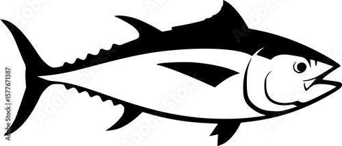 Tuna fish silhouette icon, tuna line art vector illustration silhouette of tuna black tuna silhouette. Vector illustration.
