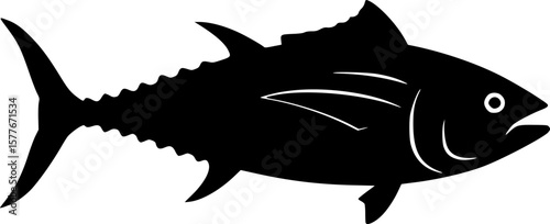 Tuna fish silhouette icon, tuna line art vector illustration silhouette of tuna black tuna silhouette. Vector illustration.
