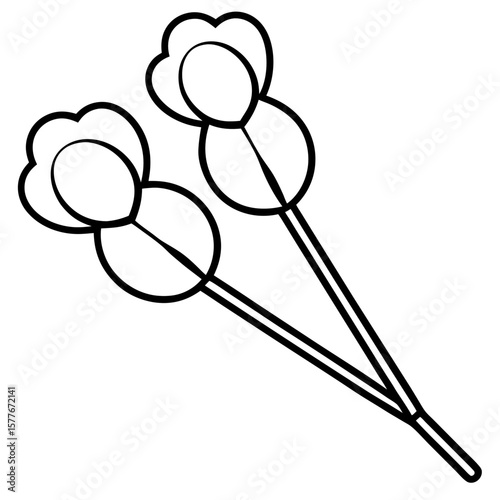 Cotton swabs line art vector
