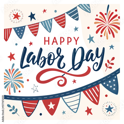 Happy labor day hand lettering background banner template. Vector illustration .