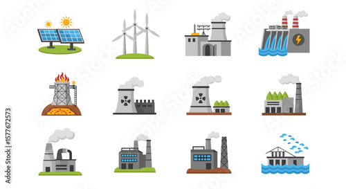 Various energy production facilities including renewable and non renewable types