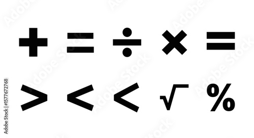 Illustration of common mathematical symbols including plus minus and percentage
