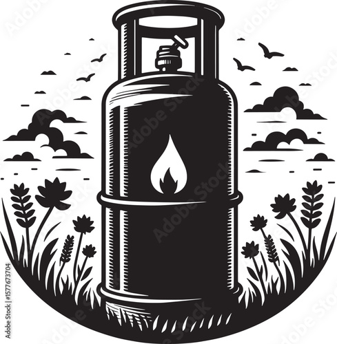 gas cylinder silhouette art illustration premium quality